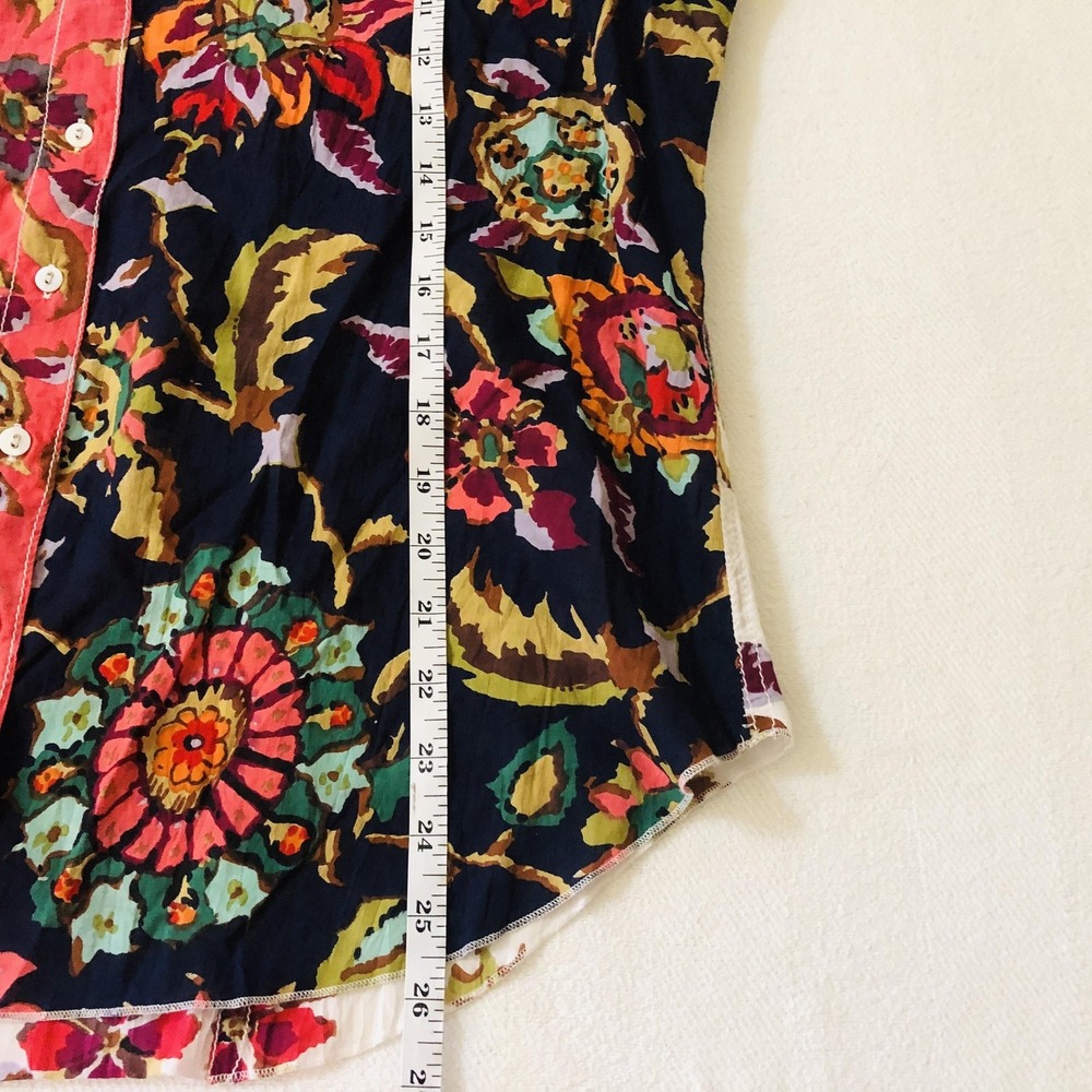 Cino Shirt Womens XL Multicolor Floral Cotton Button Front Long Sleeve Boho Top - Picture 9 of 10
